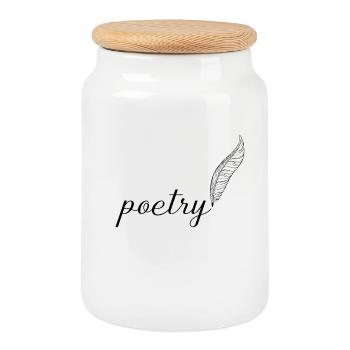 Poetry Poetry Pen Calligraphy Poetry Poetry Poetry - Cookie Jar with Wooden Lid - white - Front