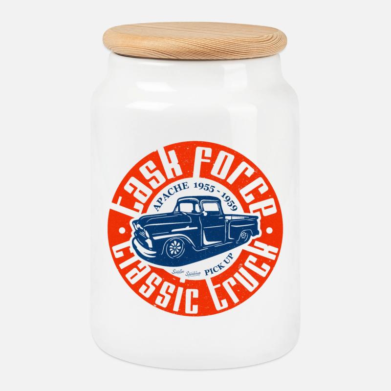 Apache Classic Truck - Keksdose mit Holzdeckel - Weiß