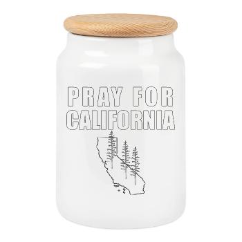 PRAY FOR CALIFORNIA - Boîte à biscuits avec couvercle en bois - blanc - Devant