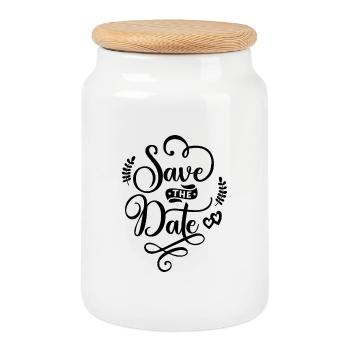 Motifs Naturels Intemporels en Noir et Blanc - Boîte à biscuits avec couvercle en bois - blanc - Devant
