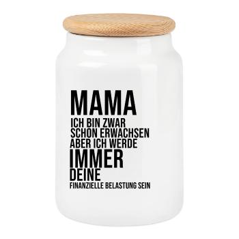 Mama ich bin zwar schon erwachsen ... - Keksdose mit Holzdeckel - Weiß - Vorne