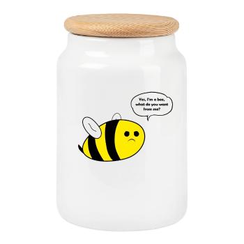 Dicke Biene Bienchen Geschenk - Keksdose mit Holzdeckel - Weiß - Vorne