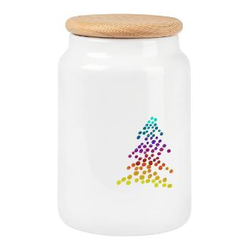 Sapin de Noël Rainbow Neon – Dots & Lights - Boîte à biscuits avec couvercle en bois - blanc - Devant