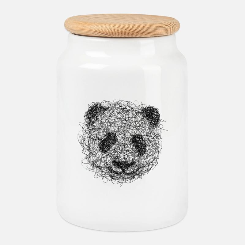 Panda poster - Cookie Jar with Wooden Lid - white