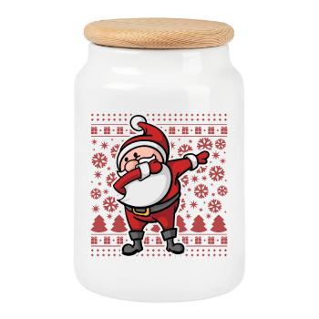Ugly Christmas Dab Dabbing Weihnachtsmann Xmas - Keksdose mit Holzdeckel - Weiß - Vorne