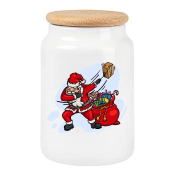 Süßer Dab Dabbing Weihnachtsmann Weihnachten Xmas - Keksdose mit Holzdeckel - Weiß - Vorne