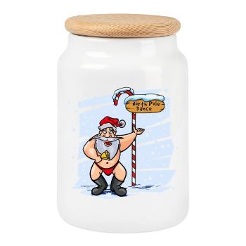 Doux Père Noël Pôle Nord Noël De Noël - Boîte à biscuits avec couvercle en bois - blanc - Devant