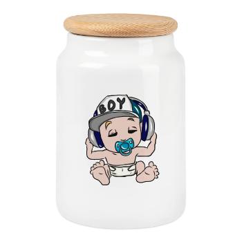 Baby - Keksdose mit Holzdeckel - Weiß - Vorne
