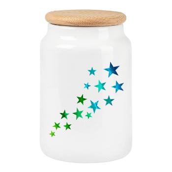 Shooting star - Cookie Jar with Wooden Lid - white - Front