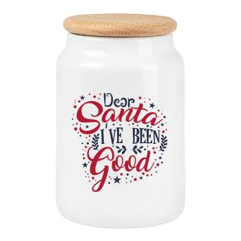Dear santa i ve been good! - Keksdose mit Holzdeckel - Weiß - Vorne