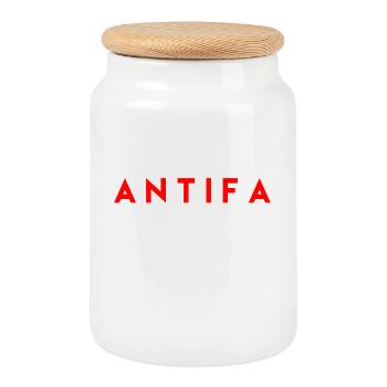 Antifa - Keksdose mit Holzdeckel - Weiß - Vorne