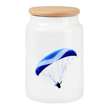 Paragliding - Keksdose mit Holzdeckel - Weiß - Vorne
