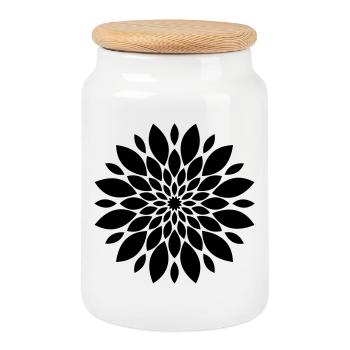 Blüte Mandala Blume Floral - Keksdose mit Holzdeckel - Weiß - Vorne