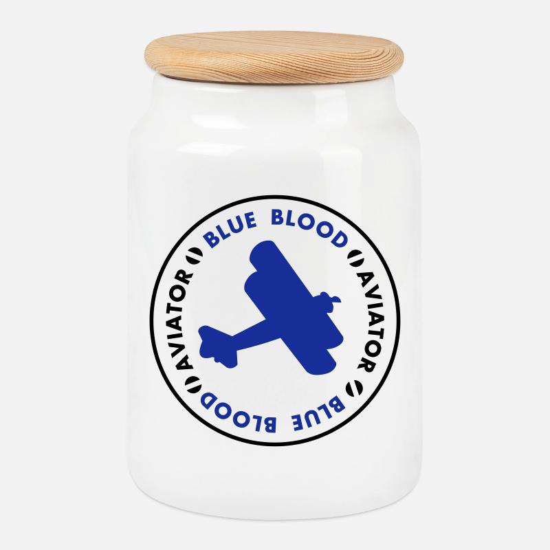 Aviator- blue blood - Keksdose mit Holzdeckel - Weiß