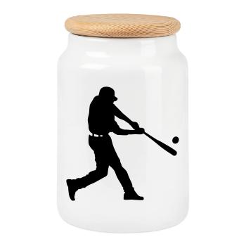 Baseball - Keksdose mit Holzdeckel - Weiß - Vorne