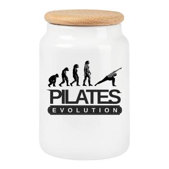 Pilates Evolution Fitness Training Say - Cookie Jar with Wooden Lid - white - Front