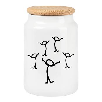 comic - Cookie Jar with Wooden Lid - white - Front