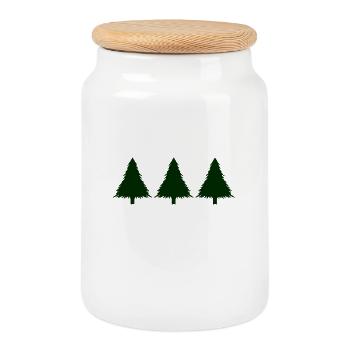 arbre de Noël - Boîte à biscuits avec couvercle en bois - blanc - Devant