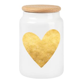 Herz gold Symbol Liebe Geschenkidee - Keksdose mit Holzdeckel - Weiß - Vorne