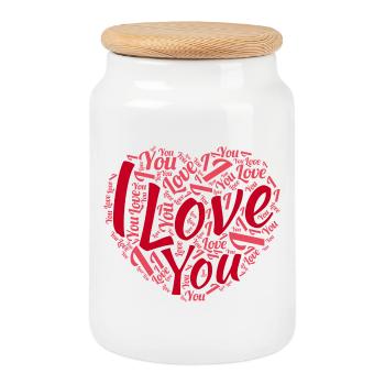 Valentine's day - Cookie Jar with Wooden Lid - white - Front