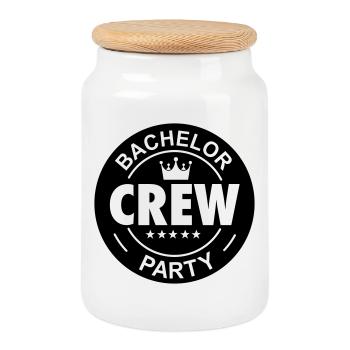bachelor bachelorette party - Cookie Jar with Wooden Lid - white - Front
