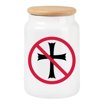 zone de bouclier interdite, aucun symbole d'église ne traverse Jésus - Boîte à biscuits avec couvercle en bois - blanc - Devant