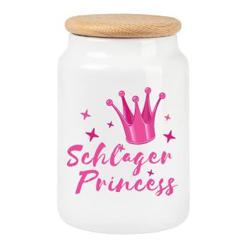 Schlager Princess Krone Schlagerfan folk music - Cookie Jar with Wooden Lid - white - Front