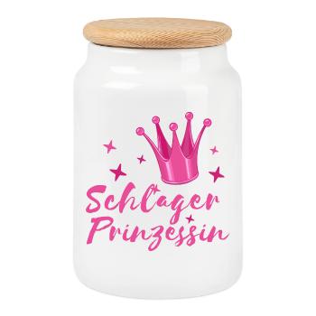 Schlager Prinzessin Schlagerfan Krone Volksmusik - Keksdose mit Holzdeckel - Weiß - Vorne