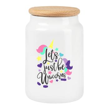 Einhorn Unicorn Einhörner Spruch Tier Geschenk - Keksdose mit Holzdeckel - Weiß - Vorne