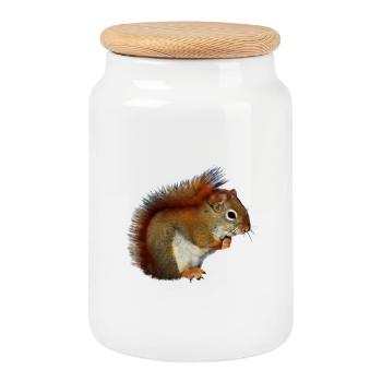 Eichörnchen Eichkätzchen Nüsse Wald Foto Geschenk - Keksdose mit Holzdeckel - Weiß - Vorne