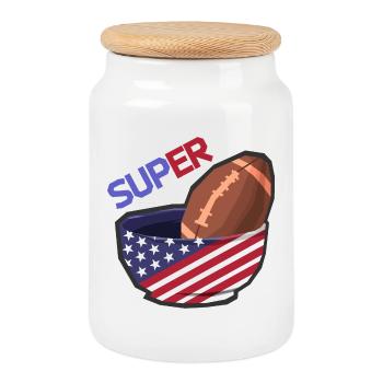 Équipe drôle de champions finaux de football américain - Boîte à biscuits avec couvercle en bois - blanc - Devant
