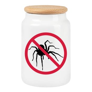 no spider forbidden shield spider design cl - Cookie Jar with Wooden Lid - white - Front