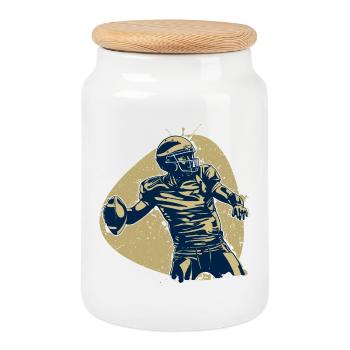 Quarterback Hero Champion de Football Américain Rétro - Boîte à biscuits avec couvercle en bois - blanc - Devant