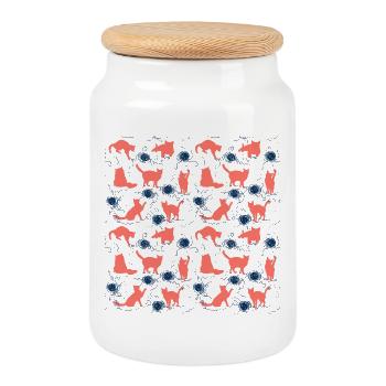 chatons de corail - Boîte à biscuits avec couvercle en bois - blanc - Devant