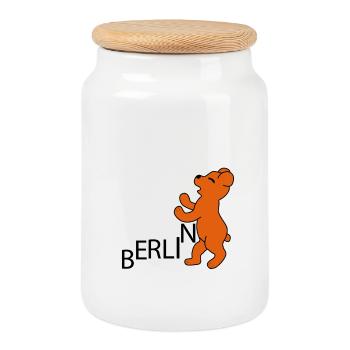 Berlin - Boîte à biscuits avec couvercle en bois - blanc - Devant