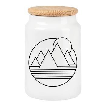 Minimalistische Wüstenlandschaft - Keksdose mit Holzdeckel - Weiß - Vorne