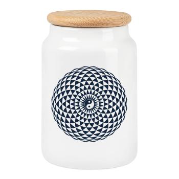 Torus, Sacred Geometry - Cookie Jar with Wooden Lid - white - Front