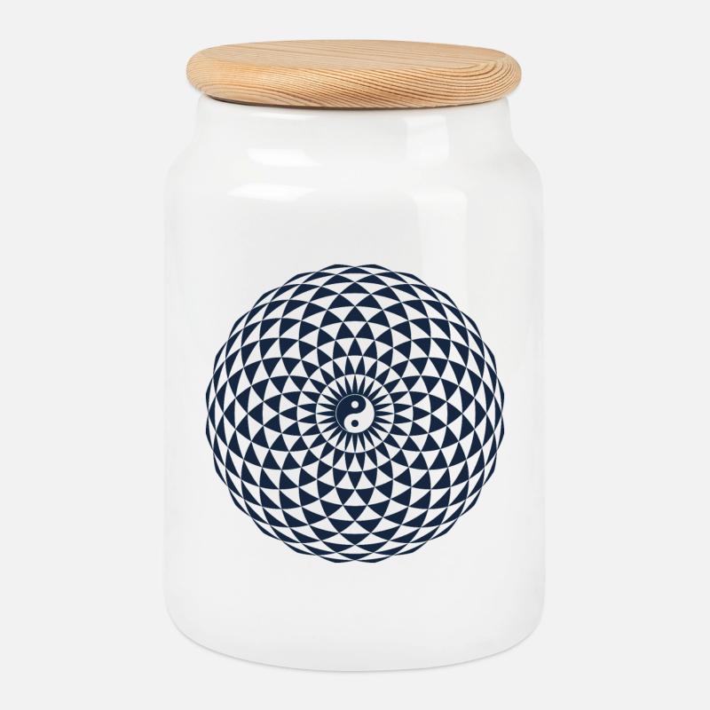 Torus, Heilige Geometrie - Keksdose mit Holzdeckel - Weiß