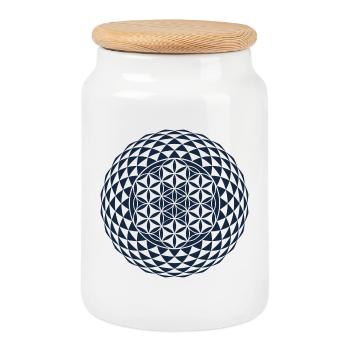 Torus, Sacred Geometry - Cookie Jar with Wooden Lid - white - Front
