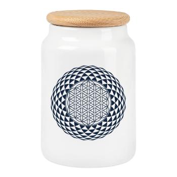 Torus, Sacred Geometry - Cookie Jar with Wooden Lid - white - Front