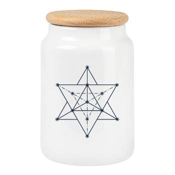 Abstraktes stellares geometrisches Design - Keksdose mit Holzdeckel - Weiß - Vorne