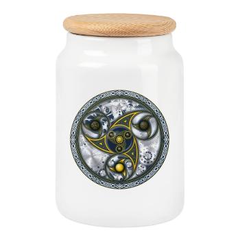 Consciousness Travel Machine, Sacred Geometry - Cookie Jar with Wooden Lid - white - Front