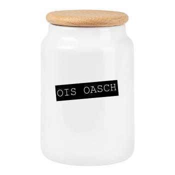 OIS OASCH Typografischer Kontrast - Keksdose mit Holzdeckel - Weiß - Vorne