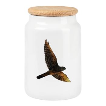 Falcon flies. Bird of prey - Cookie Jar with Wooden Lid - white - Front