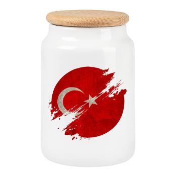 Türkei Kreis / Flagge Geschenk Nationalflagge - Keksdose mit Holzdeckel - Weiß - Vorne