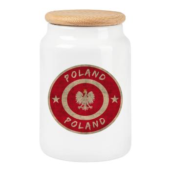 Polen Kreis Vintage Design / Geschenk Flagge - Keksdose mit Holzdeckel - Weiß - Vorne