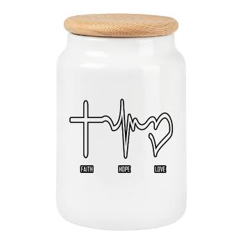 foi, espoir, amour, foi, espoir, amour, dieu - Boîte à biscuits avec couvercle en bois - blanc - Devant