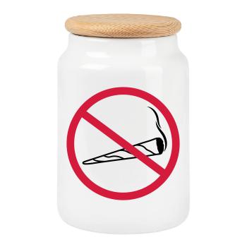 joint verboten schild zone keine clipart logo hanf - Keksdose mit Holzdeckel - Weiß - Vorne