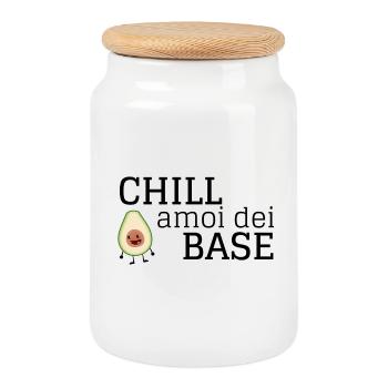 Clipart d’avocat souriant - Boîte à biscuits avec couvercle en bois - blanc - Devant