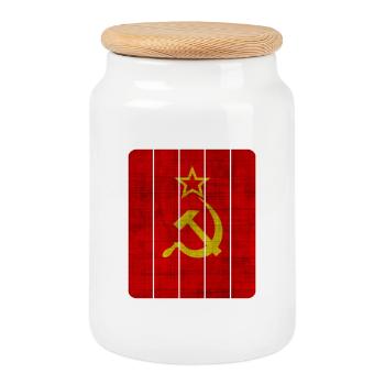 UDSSR Balken Vintage Design / Geschenk Kommunismus - Keksdose mit Holzdeckel - Weiß - Vorne